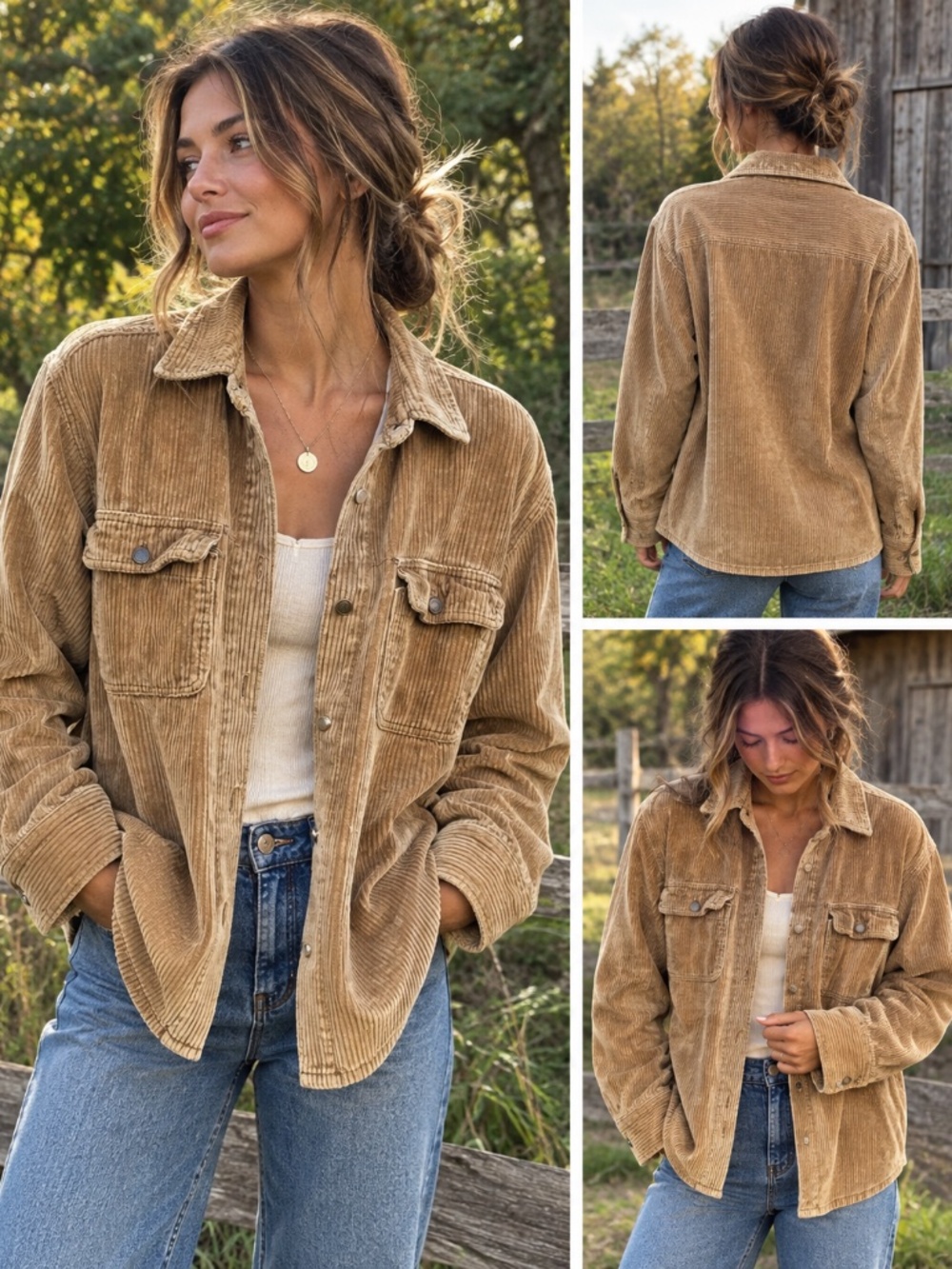Vintage style tan/brown/beige corduroy jacket